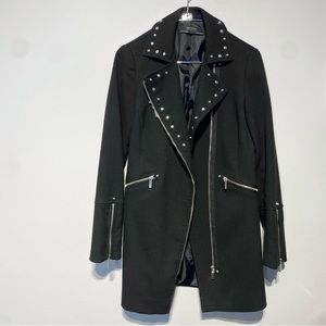 Zara Long Stud Lined Blazer Jacket / Black / XS